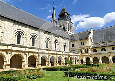 Cloister of the Notre-Dame de Fontevraud royal abbey Stock Photo