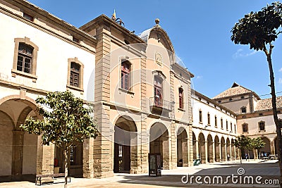 Cloister of old university of Cervera, La Segarra, LLeida province,Catalonia, Spain Stock Photo