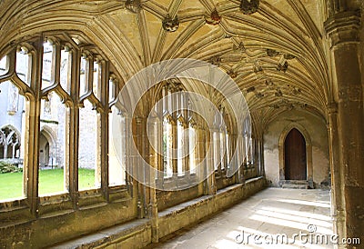 Cloisters, Lacock Abbey, Wiltshire, England Stock Photo