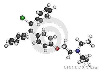 Clomifene (clomiphene) ovulation inducing drug molecule. The E-isomer (enclomifene) isomer is shown Stock Photo