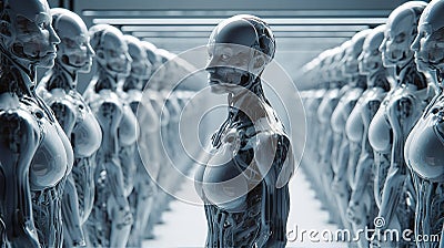 Cloned cyborgs in the lab Cartoon Illustration