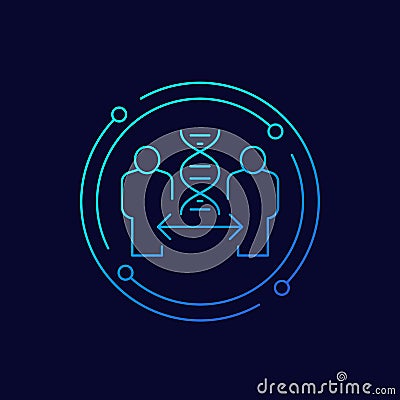 cloning line icon with dna and clone, vector Vector Illustration