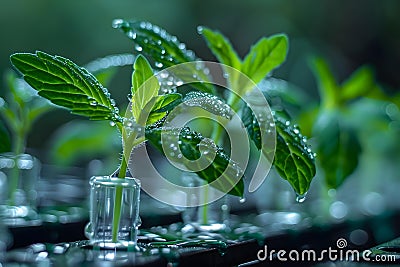 Cloning Methods Used to Create Lab-Grown Plants for Research or Cultivation. Concept Somatic Stock Photo