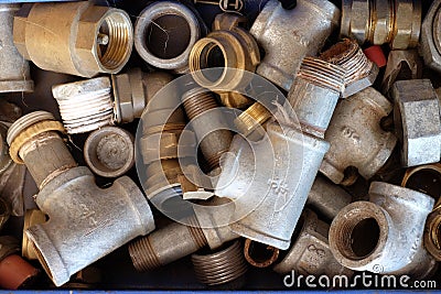 Clopse-up of Galvanized pipes Stock Photo