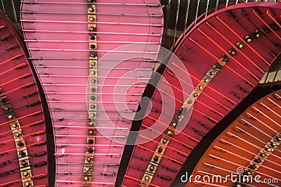 Close abstract view of neon lights Stock Photo