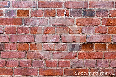 Close ancient red brick wall shabby aged Stock Photo