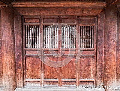 Close ancient wooden door traditional Stock Photo