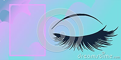 Close a beautiful eye with long eyelashes for business cards, flyers, advertisements for beauty masters Stock Photo