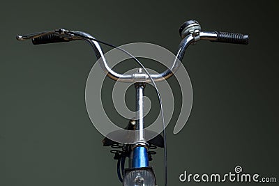 Close Bicycle handlebar Handlebar. Retro aluminum bicycle handlebars Bicycle components and parts. Stock Photo