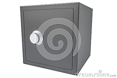 Close black metal safe for cash or documents isolated on white background Stock Photo