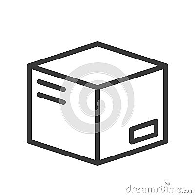 Close box with label, shipping and logistic icon, outline design Vector Illustration