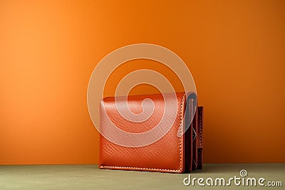 A close brown leather wallet on background with copy space Stock Photo