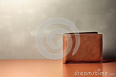 A close brown leather wallet on background with copy space Stock Photo