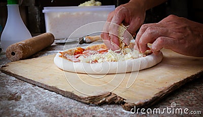 Close Chef making pizza Stock Photo