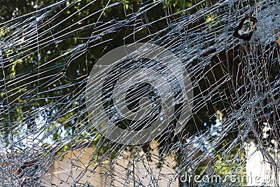 Close cracked windshield. Stock Photo