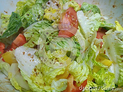 Close crunchy juicy seasoned salad Stock Photo