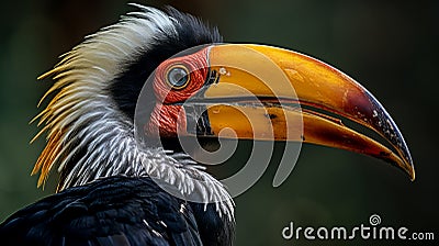 Close detail hornbill of the beak watching. AI Generative Stock Photo