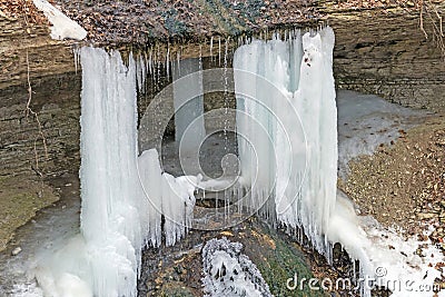 Close Details of a Frozen Waterfall Stock Photo