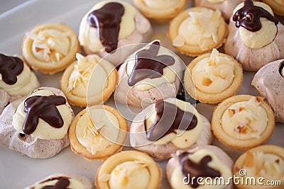 Close details of mini cakes, top view Stock Photo