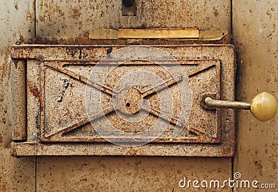 Close door of iron stove. abstract backgrounds Stock Photo