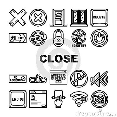 close door store board icons set vector Vector Illustration