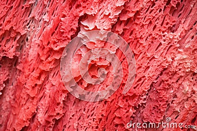 close focus on the rough texture of red coral stone Stock Photo