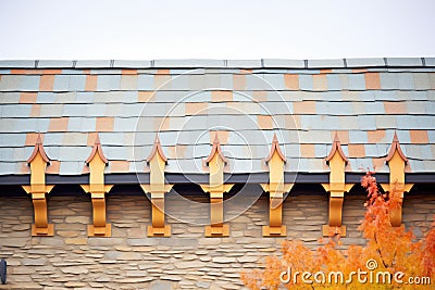 close focus on textured stonework of tudor gable wall Stock Photo