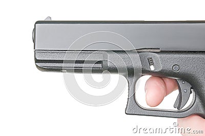 Close front view of handgun Stock Photo