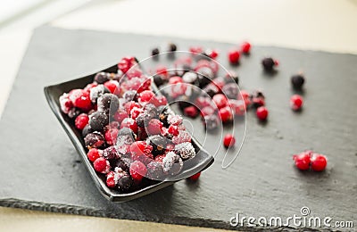 Frozen Mixed Fruit Berries Red Currant Cranberry Raspber Stock Photo