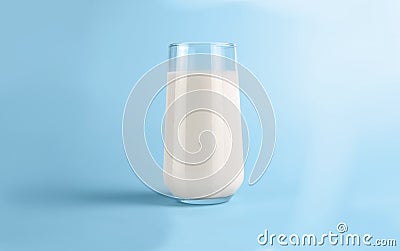 Close Glass with milk on blue background Stock Photo