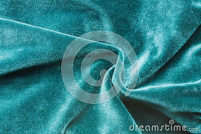 Green Soft Fabric Of Velvet Velour Emerald Color. Stock Photo