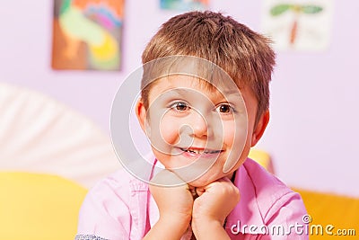 Close happy portrait of a boy smiling Stock Photo