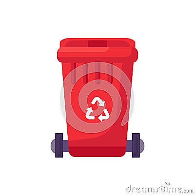Close Lid Transportable Hazardous Waste Trash Can Vector Illustration