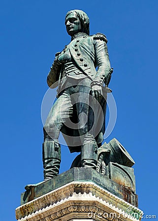 The statue of Napoleon Bonaparte on the parade ground in Auxonne Stock Photo