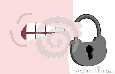 Close mouth to lock. Silence Vector Illustration Vector Illustration