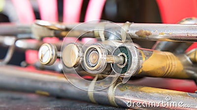 Close-old saxophone. Stock Photo