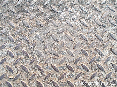 Close up old steel pattern with dirty of soil and sand on the path walk backgrounds Stock Photo