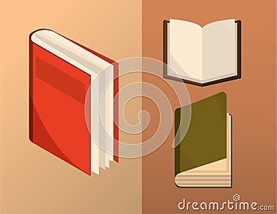 Close and open books learn study read knowledge icons Vector Illustration