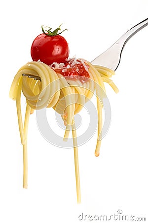 Close-up of pasta spaghetti with tomato sauce Stock Photo