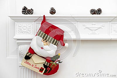 A close picture of beautifully decorated Santa Christmas socks Stock Photo