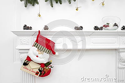 A close picture of beautifully decorated Santa Christmas socks Stock Photo