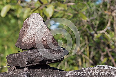 Close pile of stones in the mountain with sunshine, zen Stock Photo