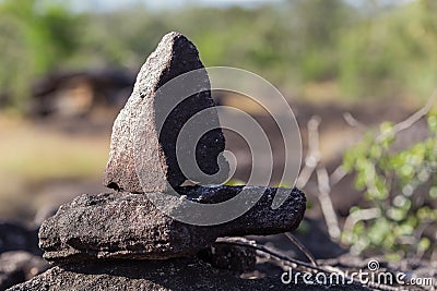 Close pile of stones in the mountain with sunshine, zen Stock Photo
