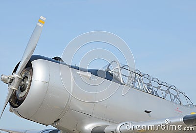 Close port view of a silver vintage aircraft Stock Photo