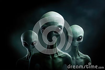 Close portrait of three aliens Stock Photo