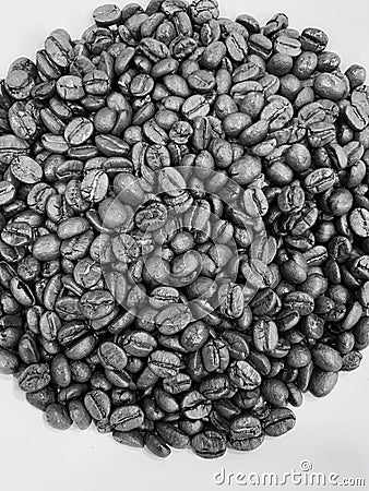 Close up Robusta coffee is a black and white image Stock Photo