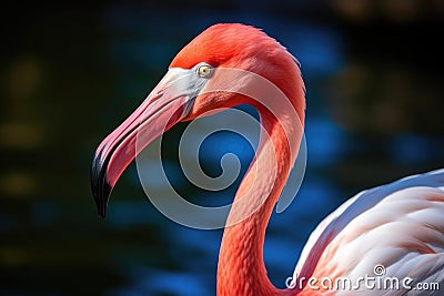 close shot of a flamingos curved beak Stock Photo