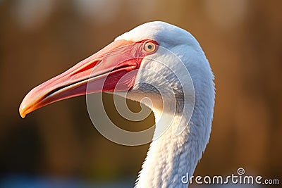 close shot of a flamingos curved beak Stock Photo