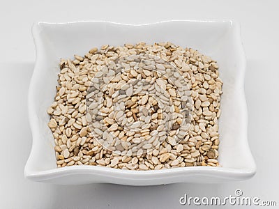 Close shot of a group of sesame seeds & x28;Sesamum indicum& x29; Stock Photo