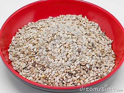 Close shot of a group of sesame seeds & x28;Sesamum indicum& x29; Stock Photo